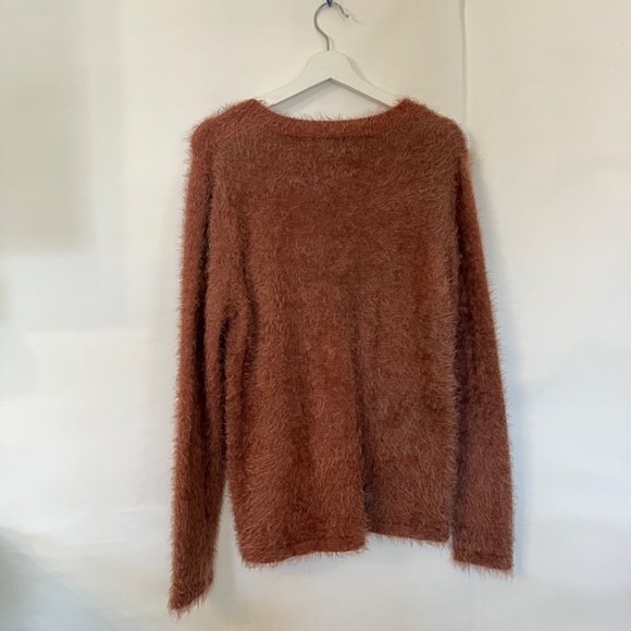 Evy’s Tree The Ruthie V Neck Faux Mohair Sweater Burnt Sienna Ladies Medium - Picture 2 of 7